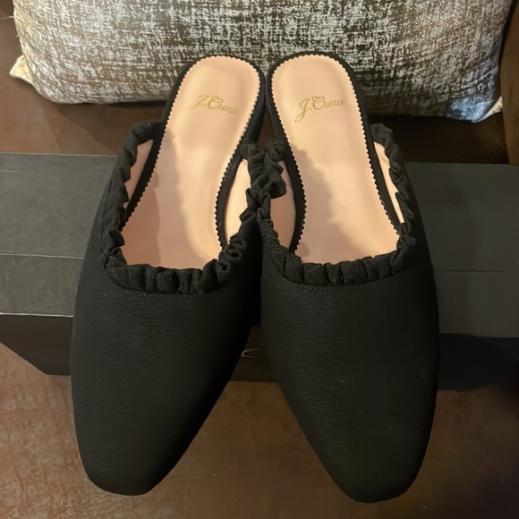 NIB J.Crew Carolyn Canvas Ruffle Mule Flats, 8.5 - Picture 4 of 7